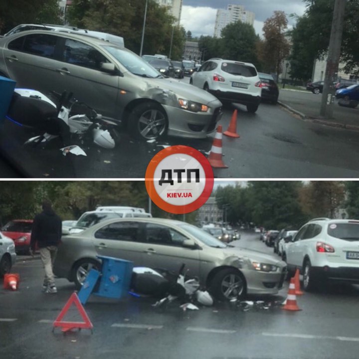 В Киеве произошло ДТП с участием мопеда на ул. Парково-Сырецкой 